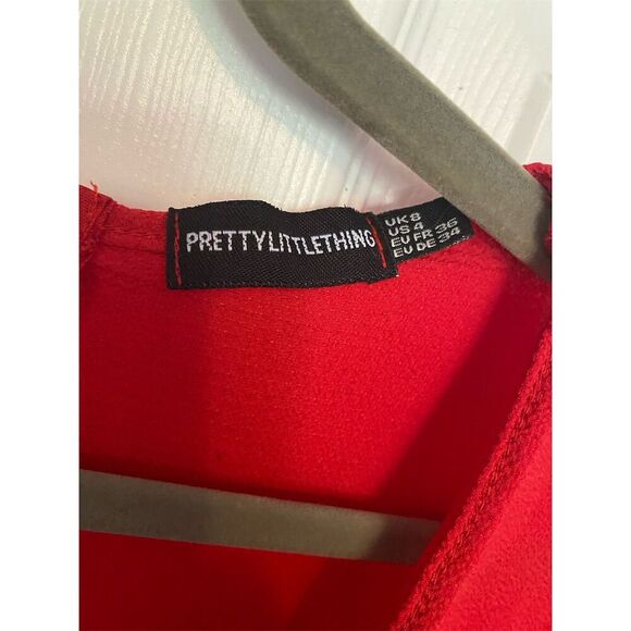 PrettyLittleThing Red Plunge Jumpsuit - Picture 3 of 4